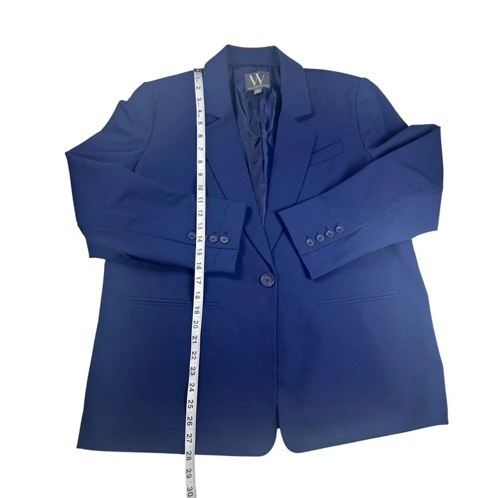 Worthington Women's Blazer Jacket Petite Large PL‎ Navy Blue Wrinkle Free  NEW